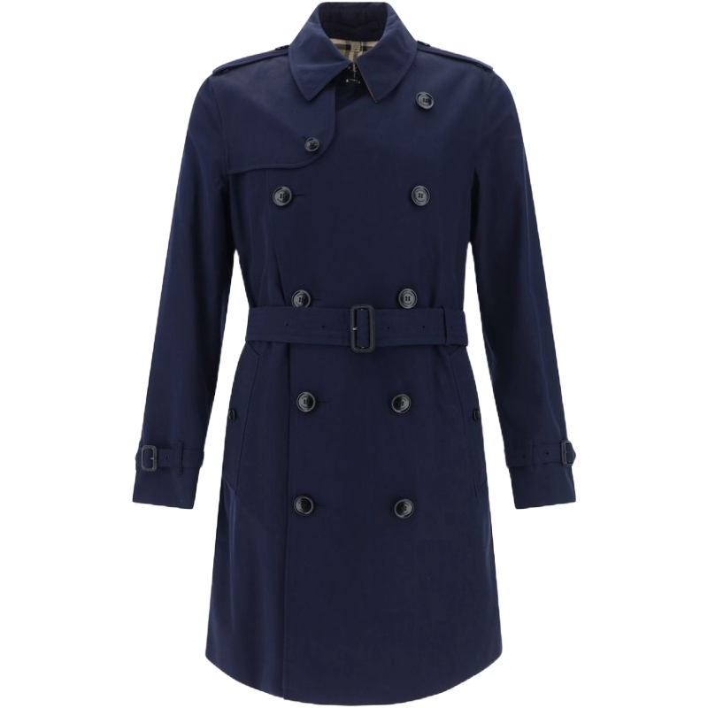 Burberry Mid-Length Navy Blue Wool Coat for Elegance