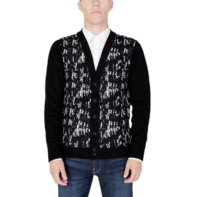 Antony Morato Black Wool Cardigan for Timeless Elegance