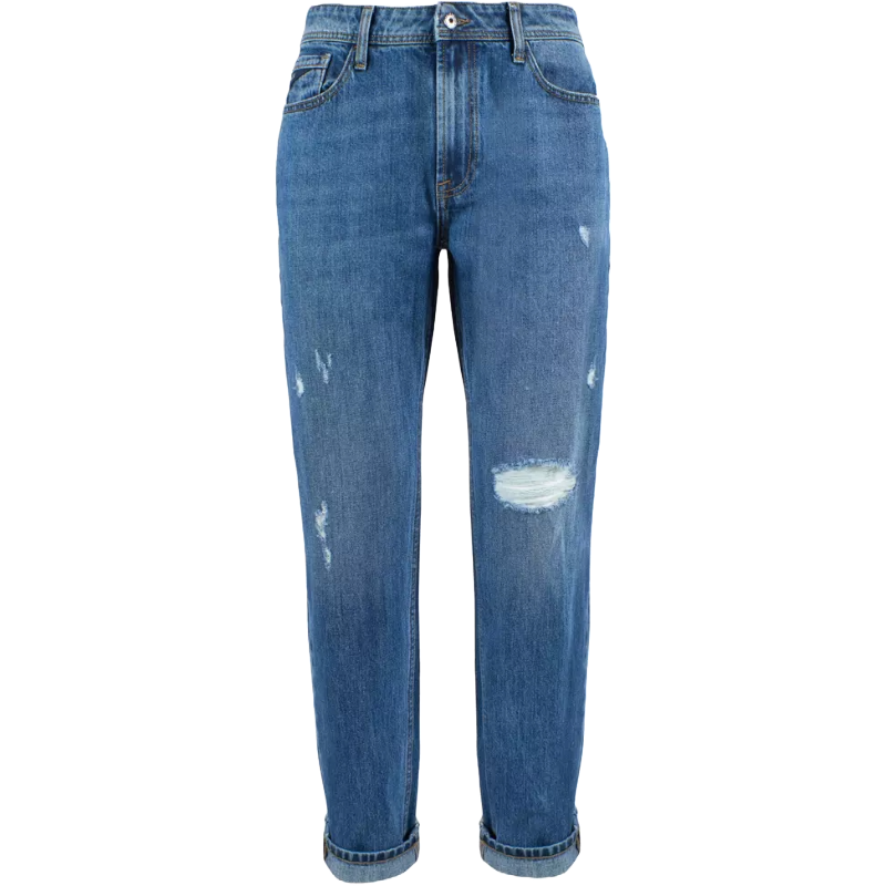 Yes Zee Blue Cotton Jeans with Distressed Detailing