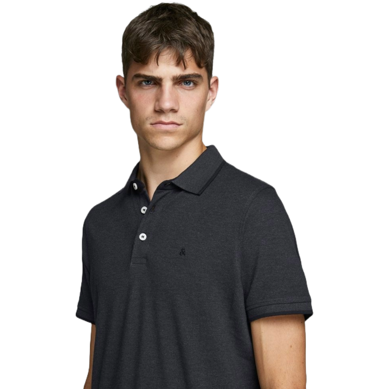 Jack & Jones Grey Cotton Polo Shirt for Effortless Elegance