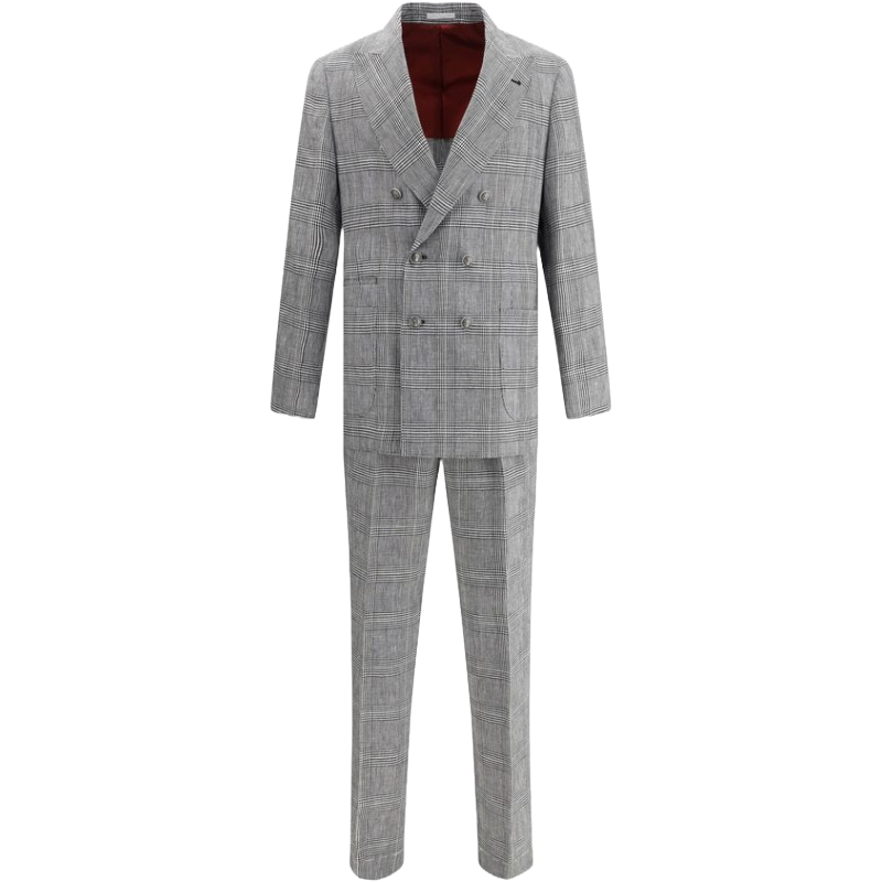 Brunello Cucinelli Beige Cotton Linen Blend Suit