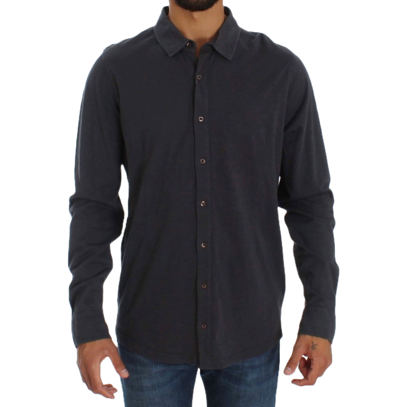 Alpha Massimo Rebecchi Sleek Navy Blue Casual Cotton Shirt