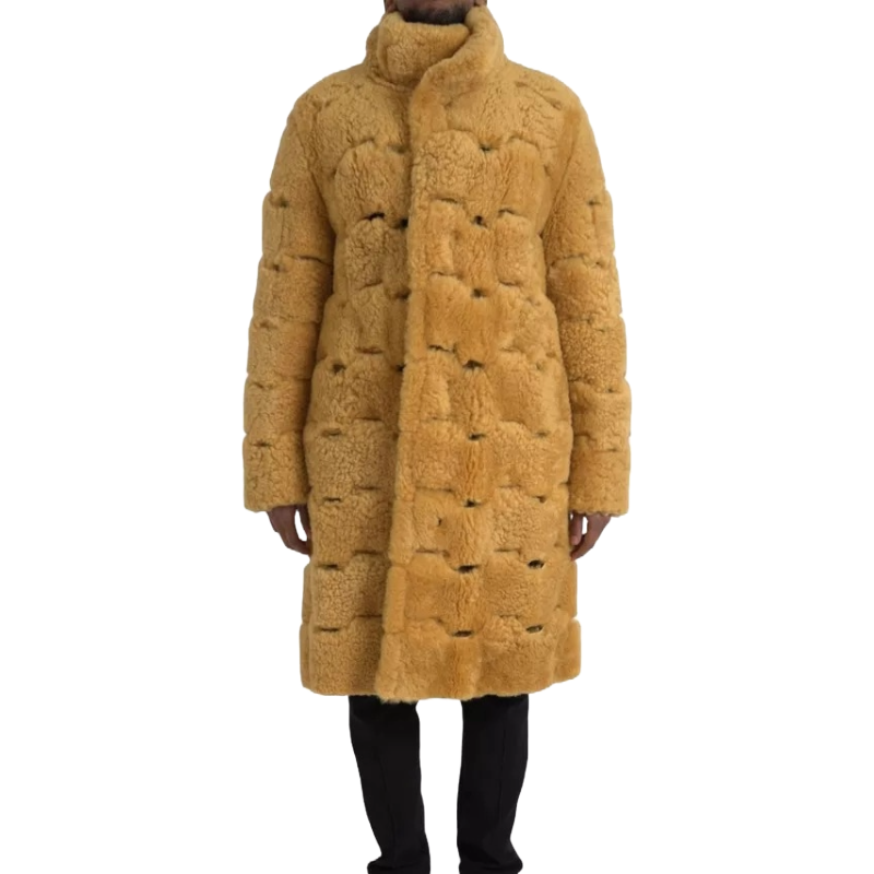 Bottega Veneta Yellow Wool Long Teddy Coat Jacket Luxe