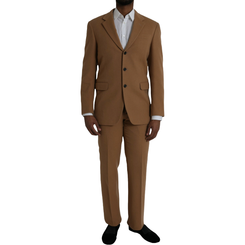Prada Brown Cashmere 2 Piece Single Breasted Suit Elegance