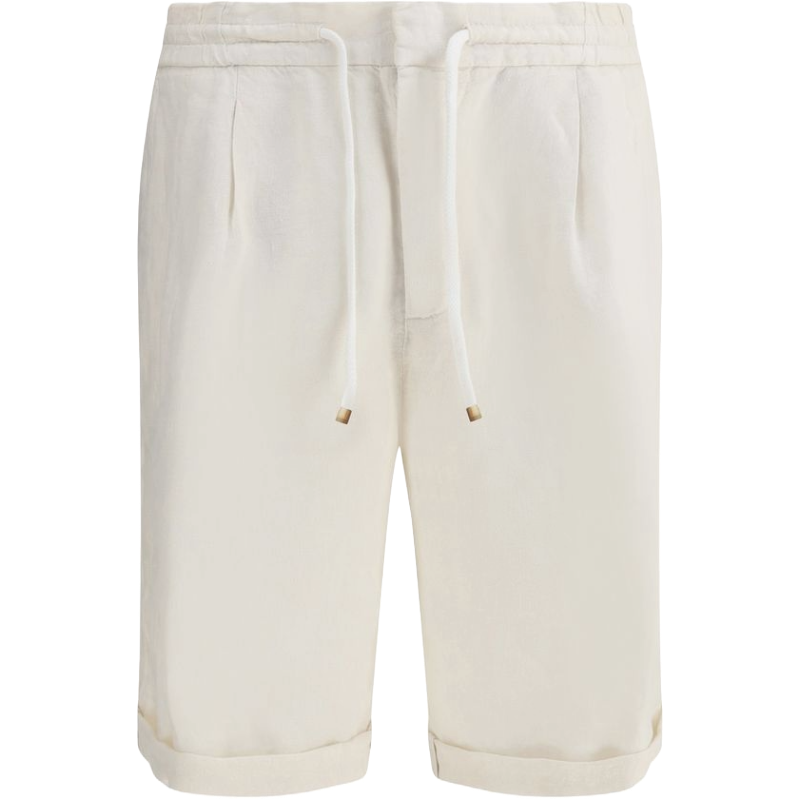Brunello Cucinelli Beige Linen Dyed Shorts for Effortless Elegance