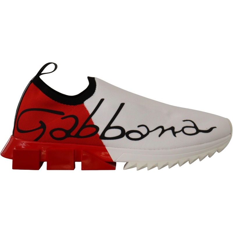 Dolce & Gabbana Red Knit Sneakers with Rubber Sole