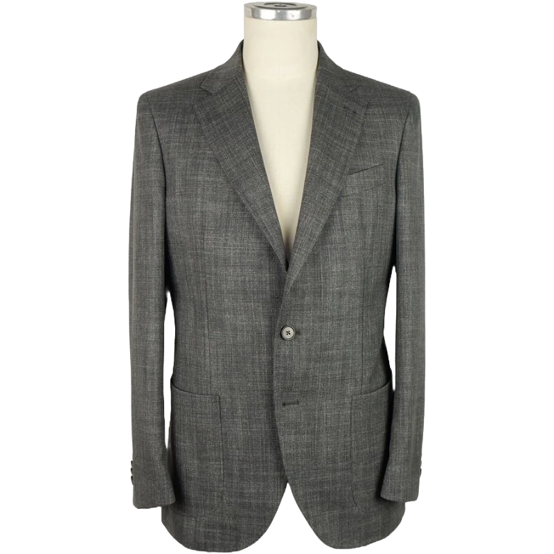 Emilio Romanelli Grey Virgin Wool Blazer with Tailored Elegance