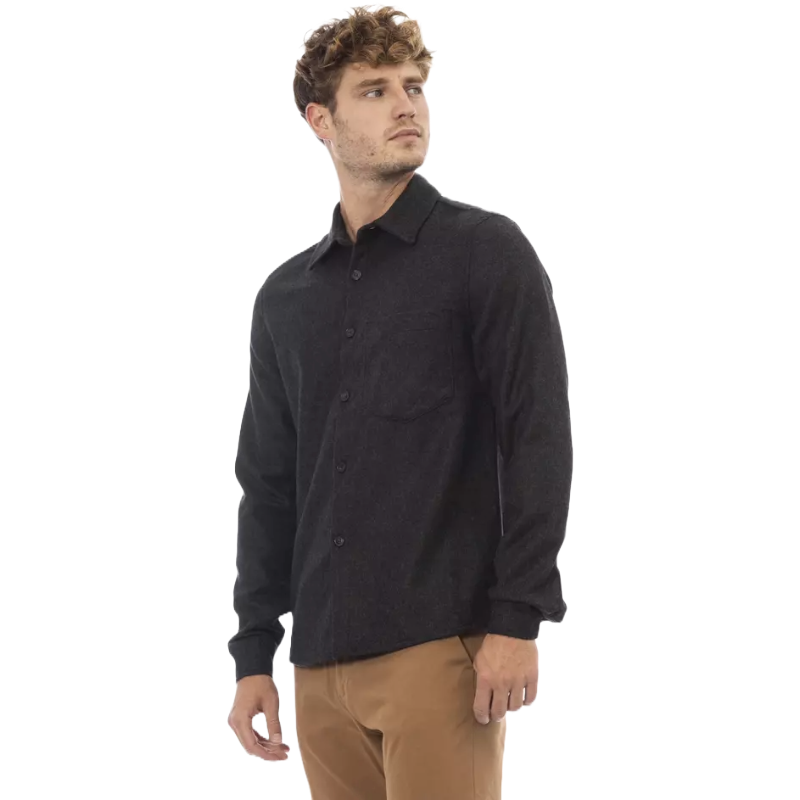 Alpha Studio Black Wool Shirt - Timeless Elegance Redefined