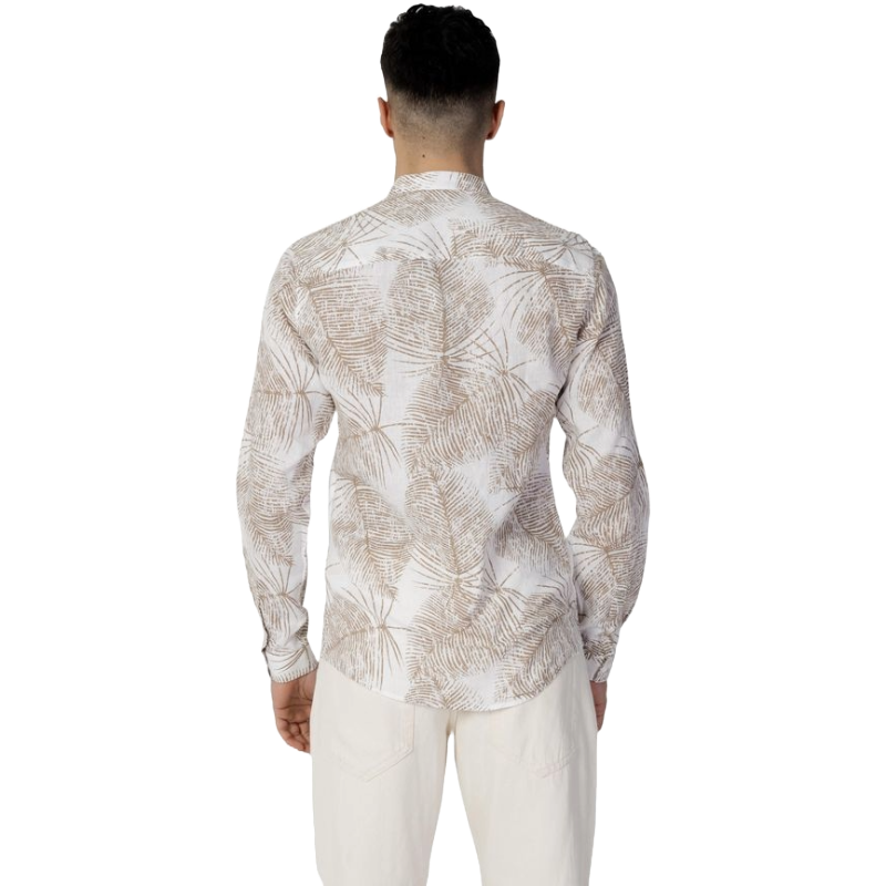 Beige Artwork Linen Shirt for Effortless Sophistication