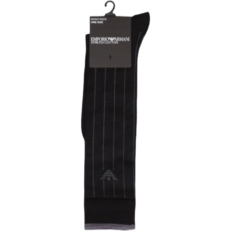 Emporio Armani Black Cotton Sock for Elevated Style