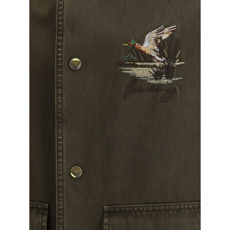 Burberry Navy Cotton Jacket with Embroidery for Elevated Style