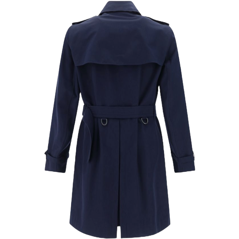 Burberry Mid-Length Navy Blue Wool Coat for Elegance
