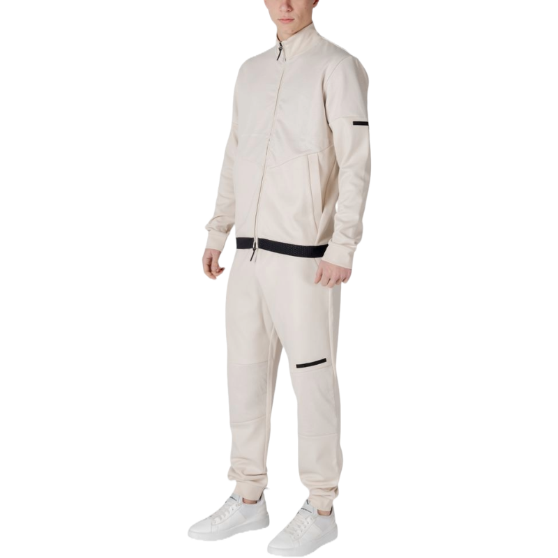 Emporio Armani EA7 Beige Cotton Sweatsuit for Elevated Leisure