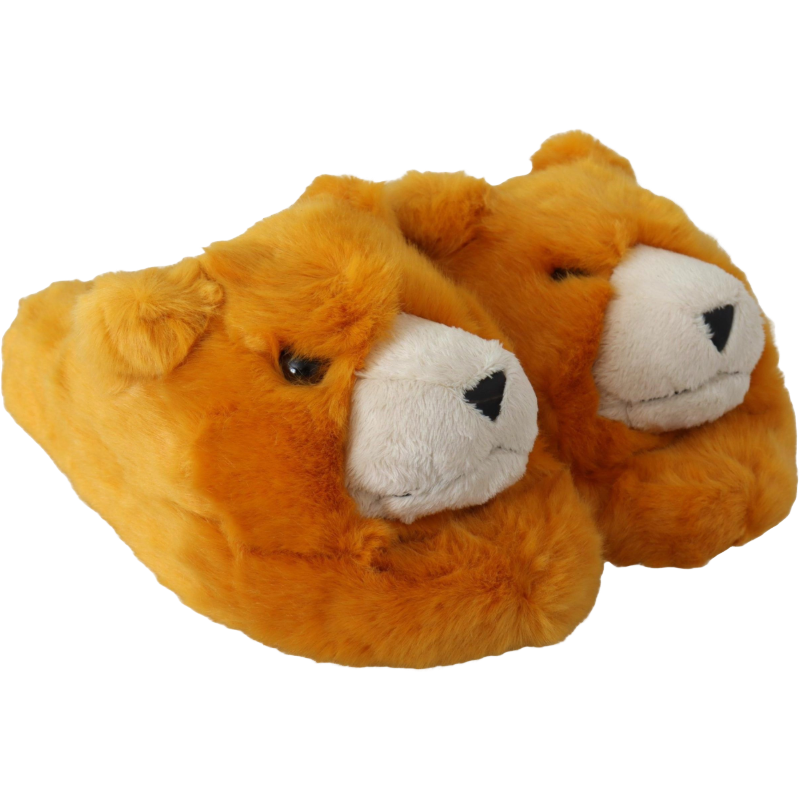 Dolce & Gabbana Sunshine Yellow Leather Lion Slippers