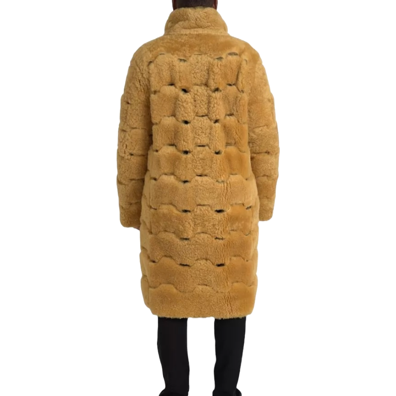 Bottega Veneta Yellow Wool Long Teddy Coat Jacket Luxe