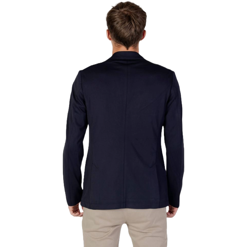 Armani Exchange Navy Blue Viscose Blazer for Timeless Elegance