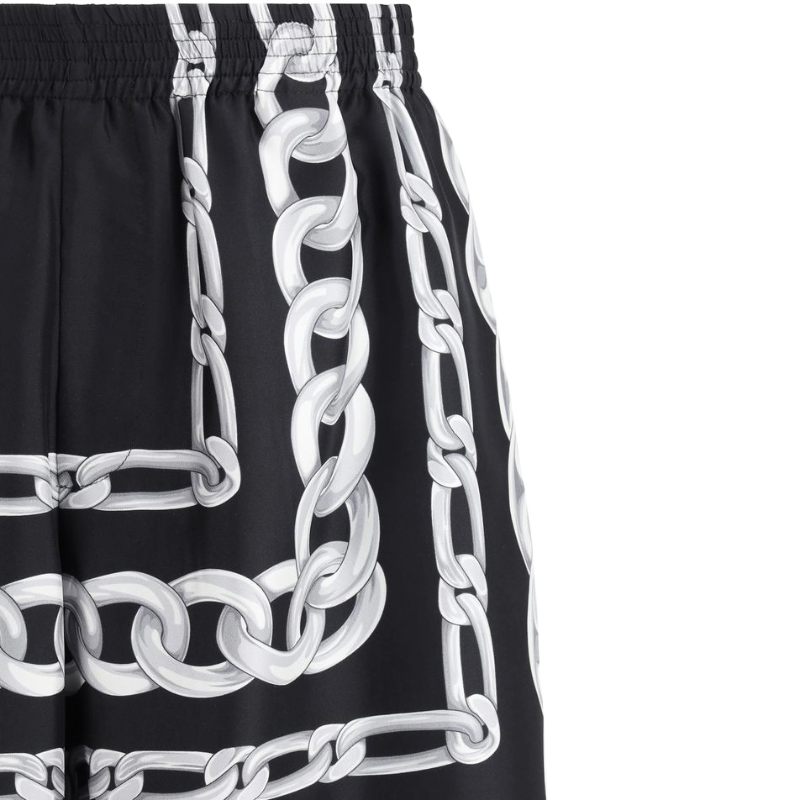 Versace Black Silk Medusa Chain Link Shorts For Elevated Style