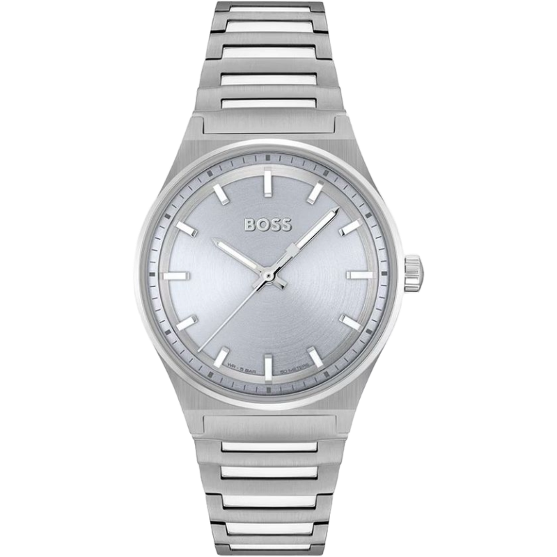 Hugo Boss Silver Stainless Steel Watch with Sky Blue Dial