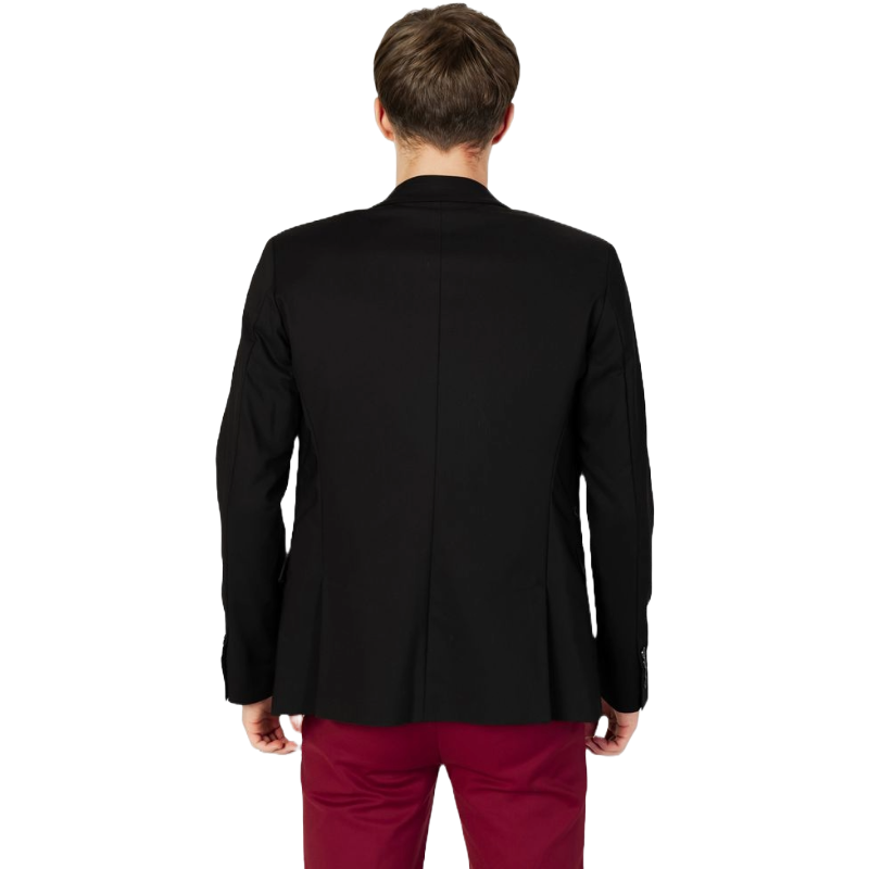 Gianni Lupo Black Cotton Blazer with Tailored Elegance