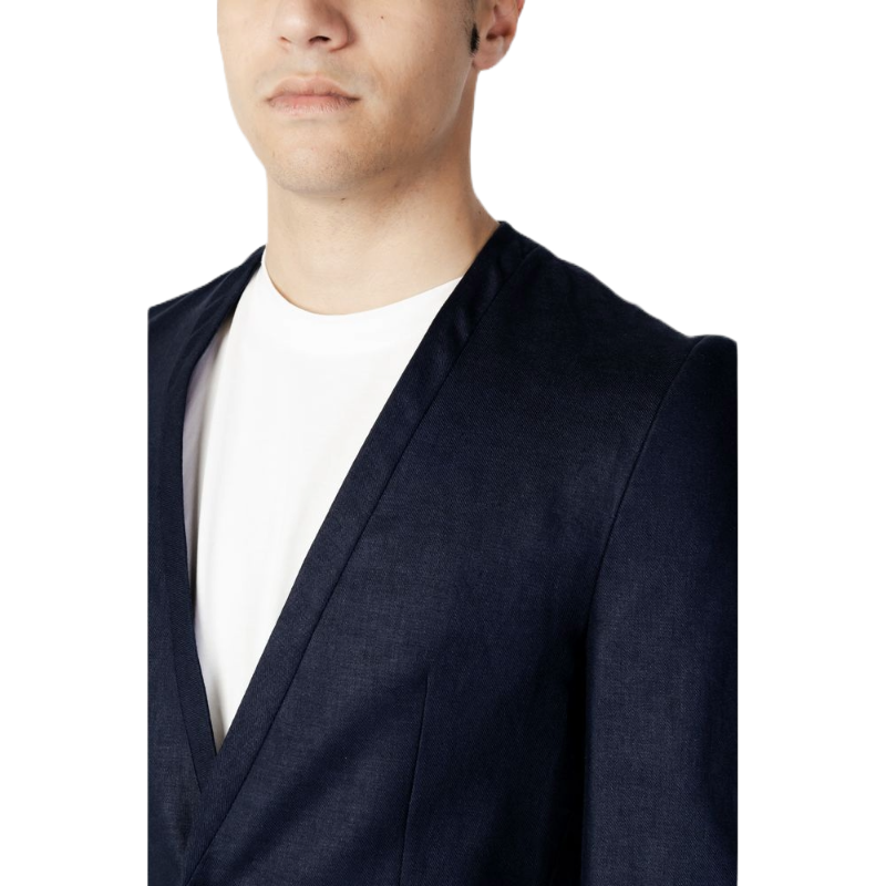 Antony Morato Navy Blue Linen Blazer for Timeless Elegance