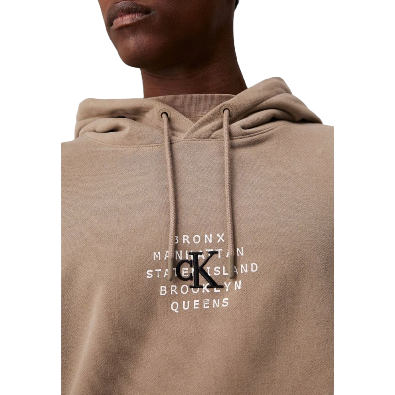 Calvin Klein Jeans Beige Cotton Hoodie for Elevated Style