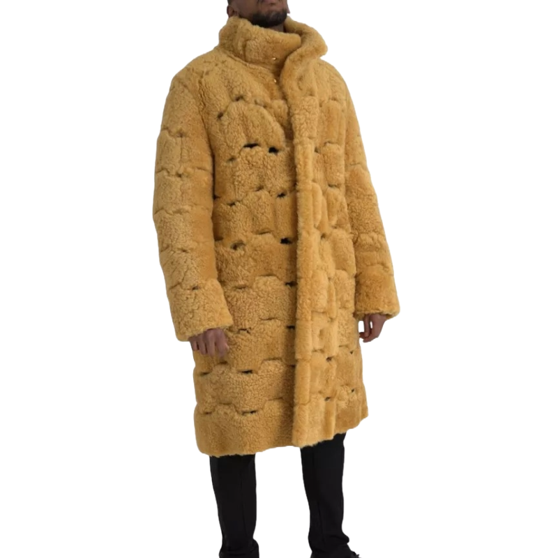 Bottega Veneta Yellow Wool Long Teddy Coat Jacket Luxe