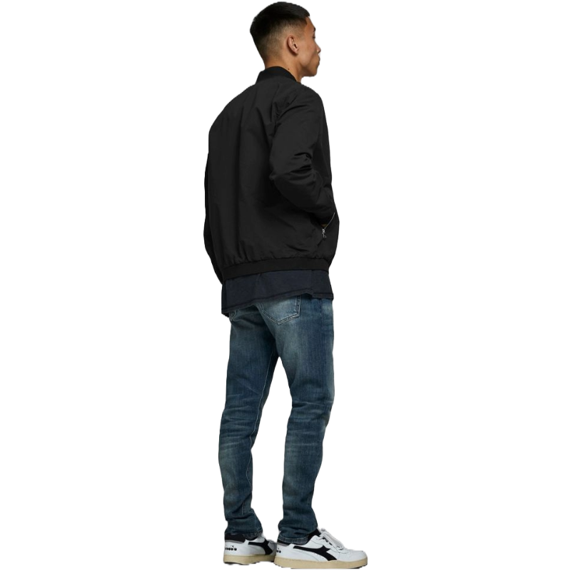 Jack & Jones Black Bomber Jacket with Arm Zipper Elegance