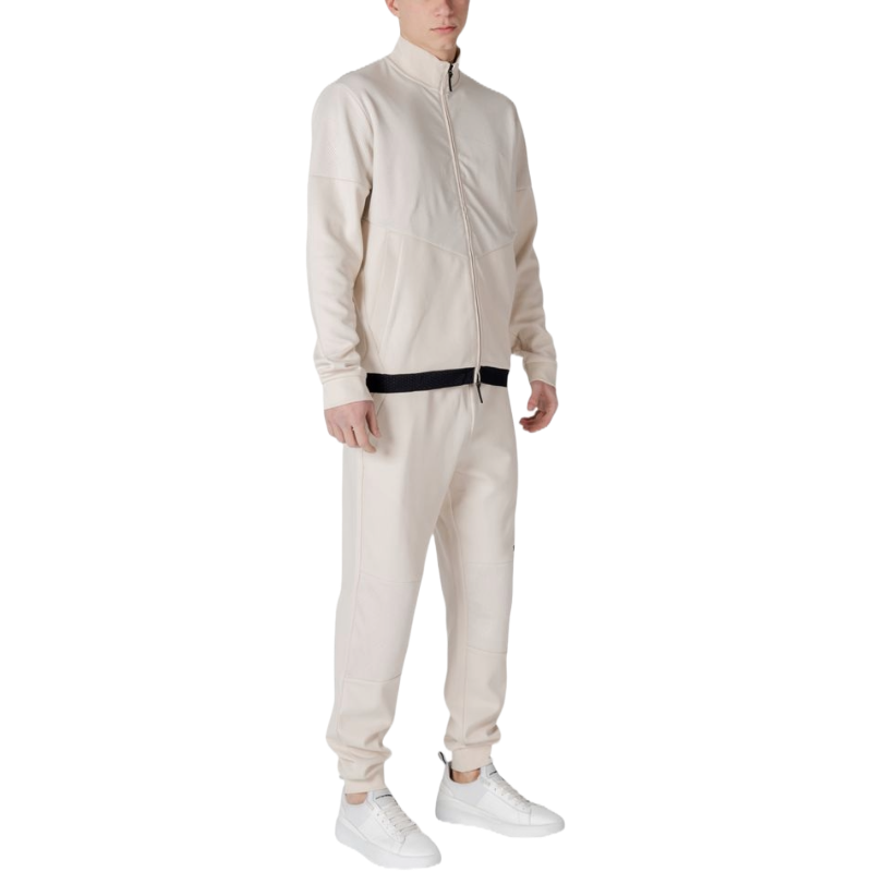 Emporio Armani EA7 Beige Cotton Sweatsuit for Elevated Leisure