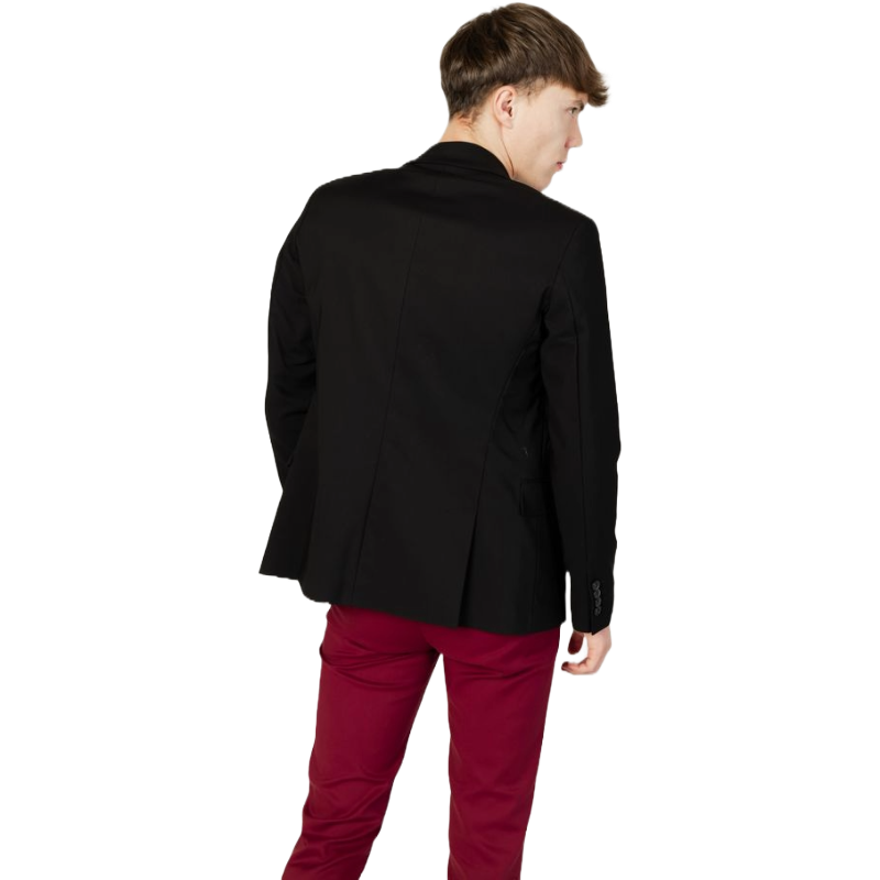 Gianni Lupo Black Cotton Blazer with Tailored Elegance