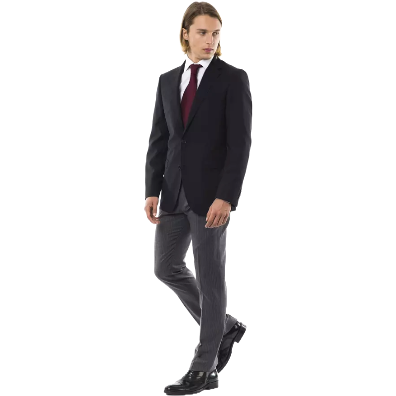 Uominitaliani Black Premium Wool Formal Blazer for Timeless Elegance