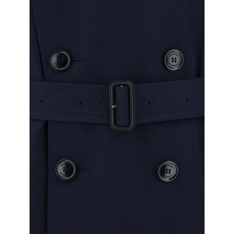 Burberry Mid-Length Navy Blue Wool Coat for Elegance