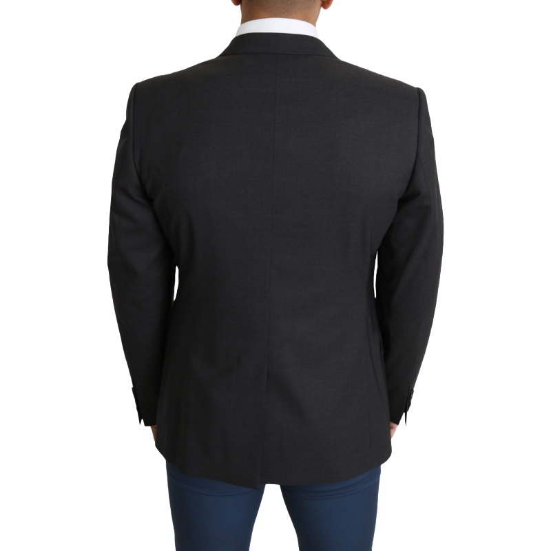 Dolce & Gabbana Gray Wool Silk Blend Slim Fit Blazer