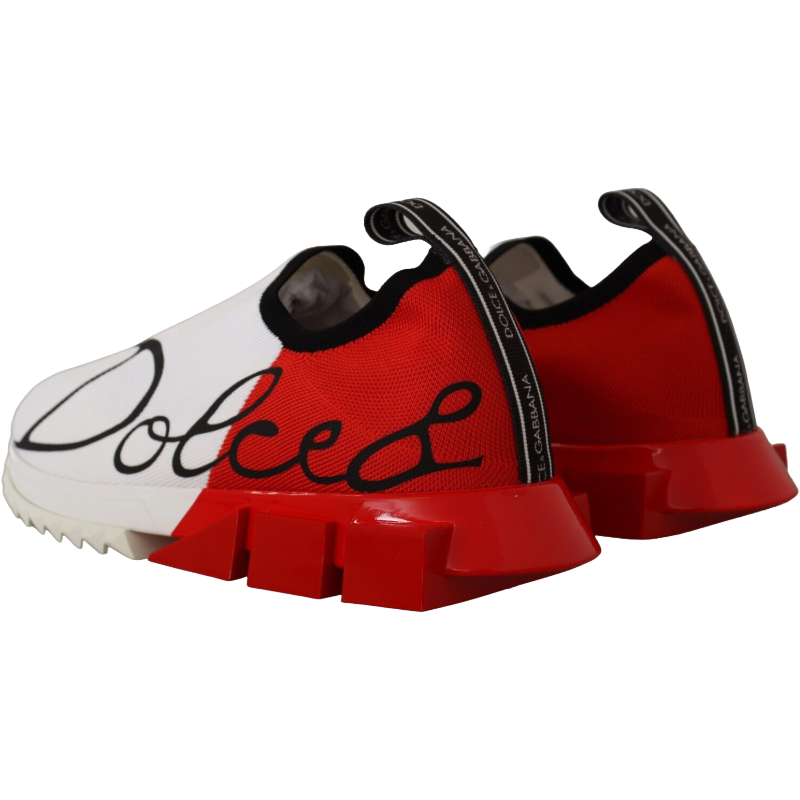 Dolce & Gabbana Red Knit Sneakers with Rubber Sole
