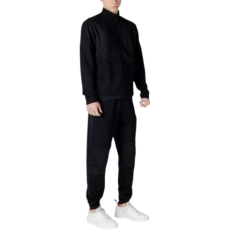 Emporio Armani EA7 Black Cotton Sweatsuit for Elevated Style