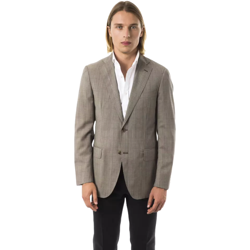 Uominitaliani Grey Premium Wool Formal Blazer for Elevated Style