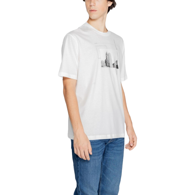 Armani Exchange White Cotton T-Shirt in Timeless Elegance