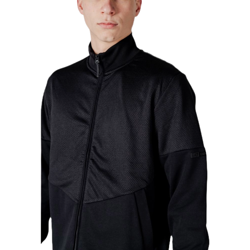 Emporio Armani EA7 Black Cotton Sweatsuit for Elevated Style