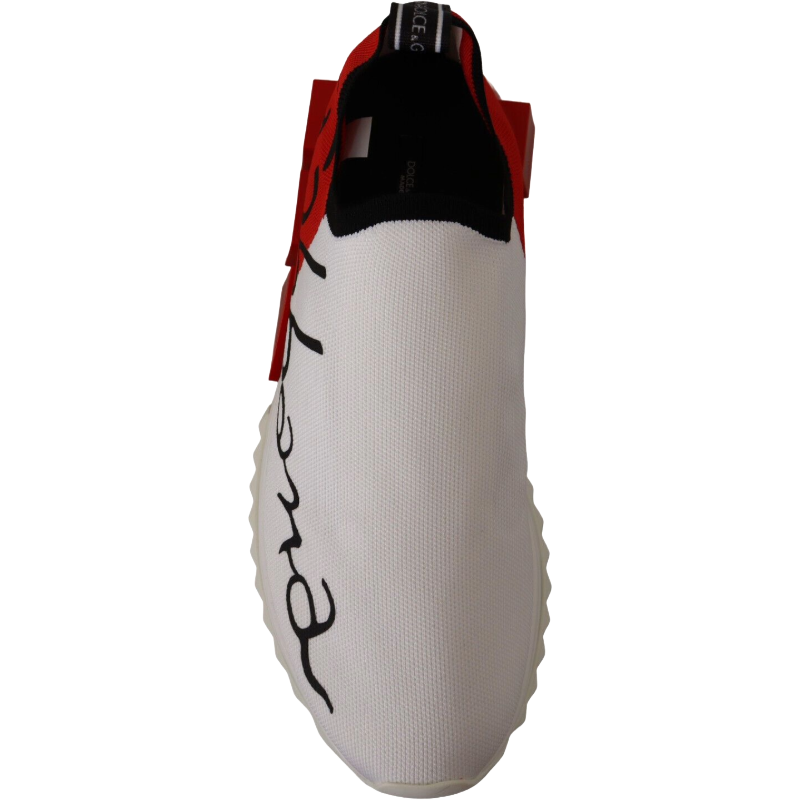 Dolce & Gabbana Red Knit Sneakers with Rubber Sole